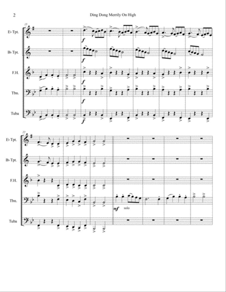 Ding Dong Merrily on High Brass Ensemble scores gallery preview page 2