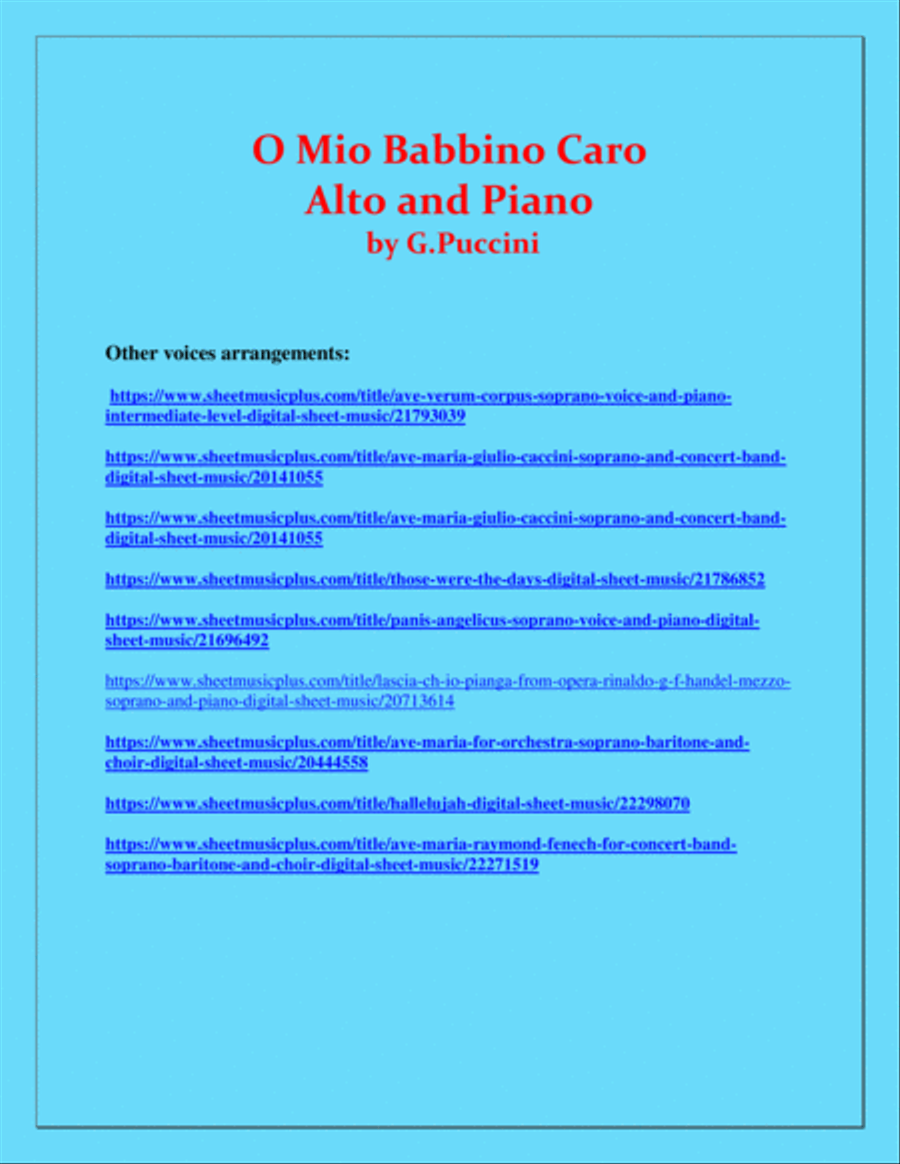 O Mio Babbino Caro - G.Puccini - Alto voice and Piano Alto Voice scores gallery preview page 3
