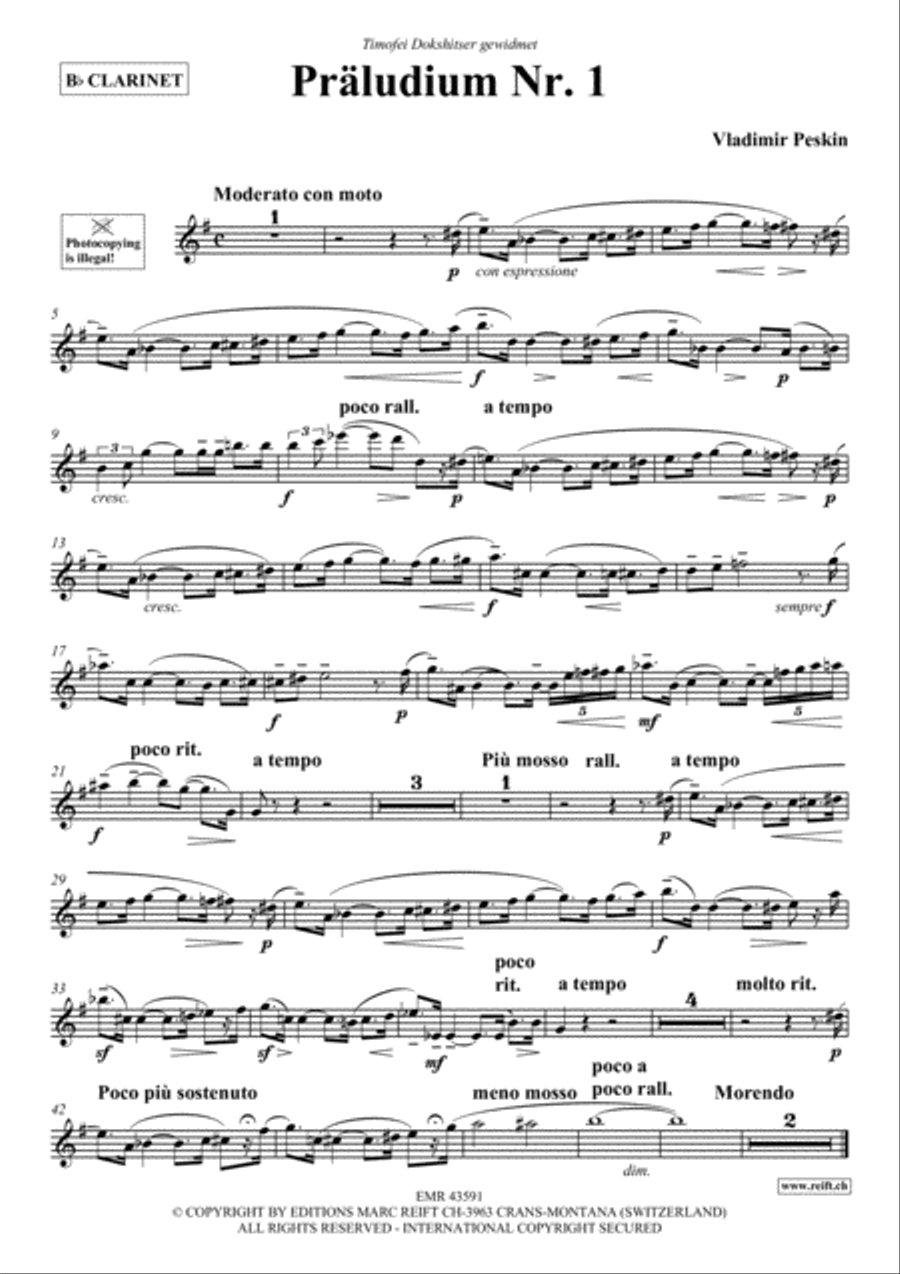 Praludium No. 1 Clarinet Solo scores gallery preview page 2