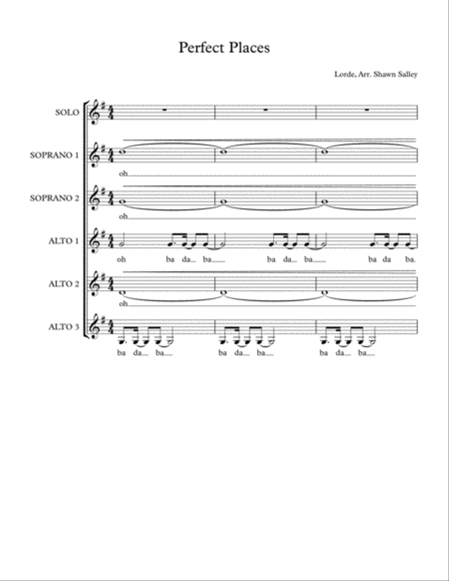 Perfect Places A Cappella scores gallery preview page 1