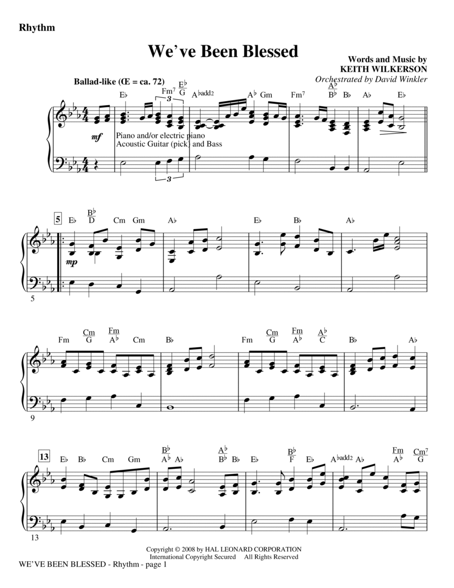 We've Been Blessed - Rhythm Choir scores gallery preview page 1