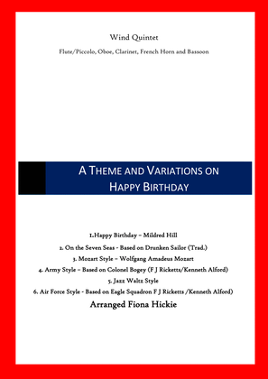 Book cover for A Theme and Variations on Happy Birthday: Wind Quintet