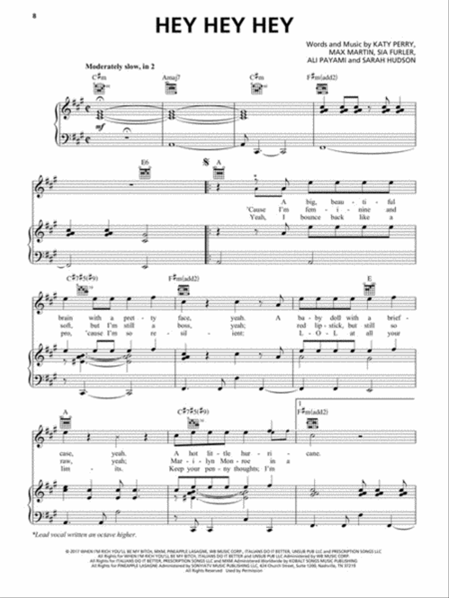 Katy Perry - Witness Piano, Vocal, Guitar scores gallery preview page 4