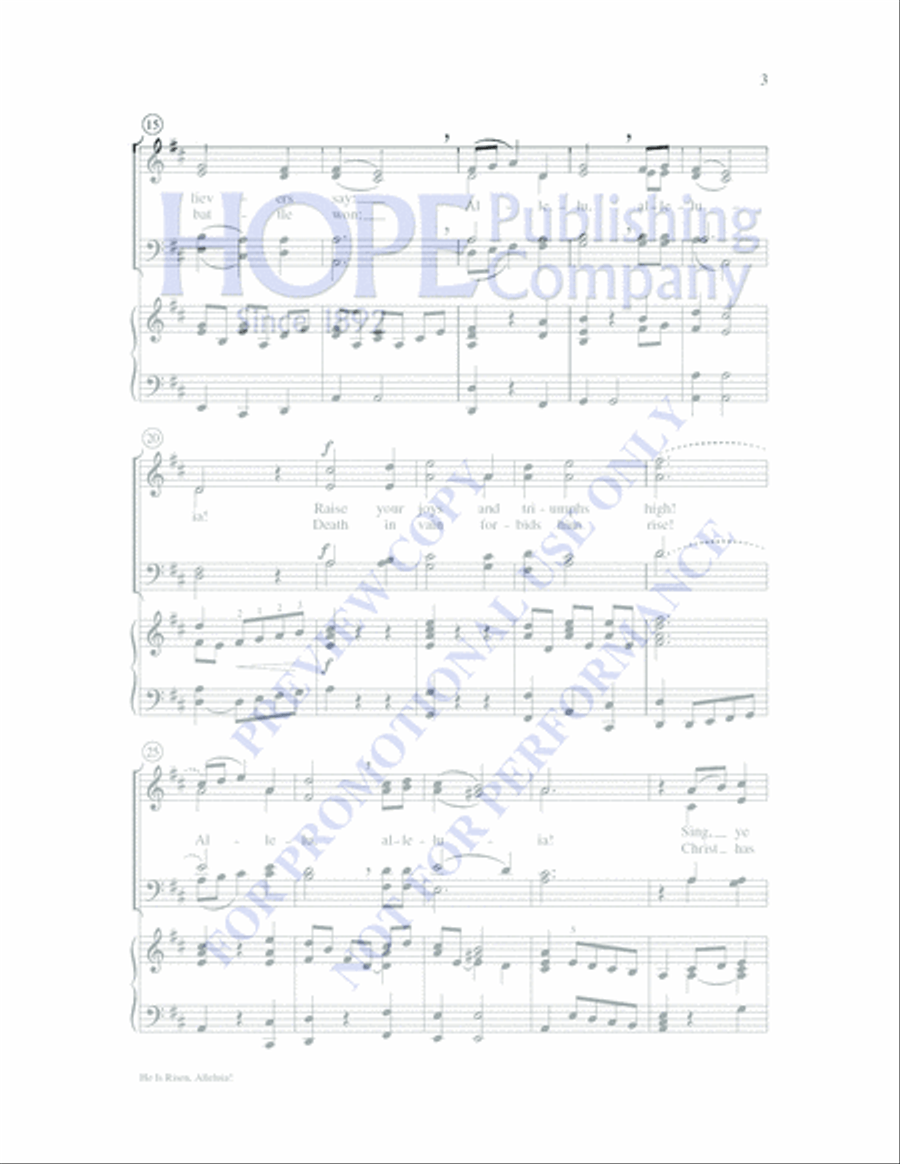 He Is Risen, Alleluia! 4-Part scores gallery preview page 3