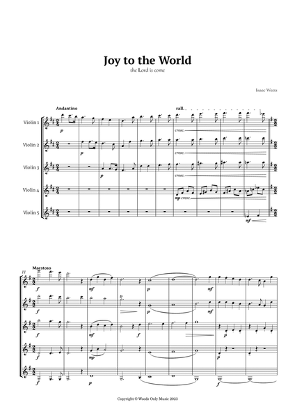 Joy to the World by for Violin Quintet image number null