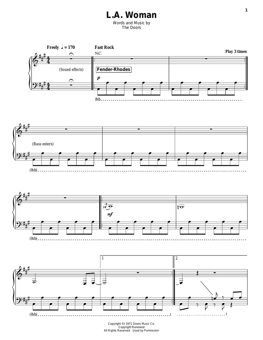 L.A. Woman Piano, Vocal scores gallery preview page 1