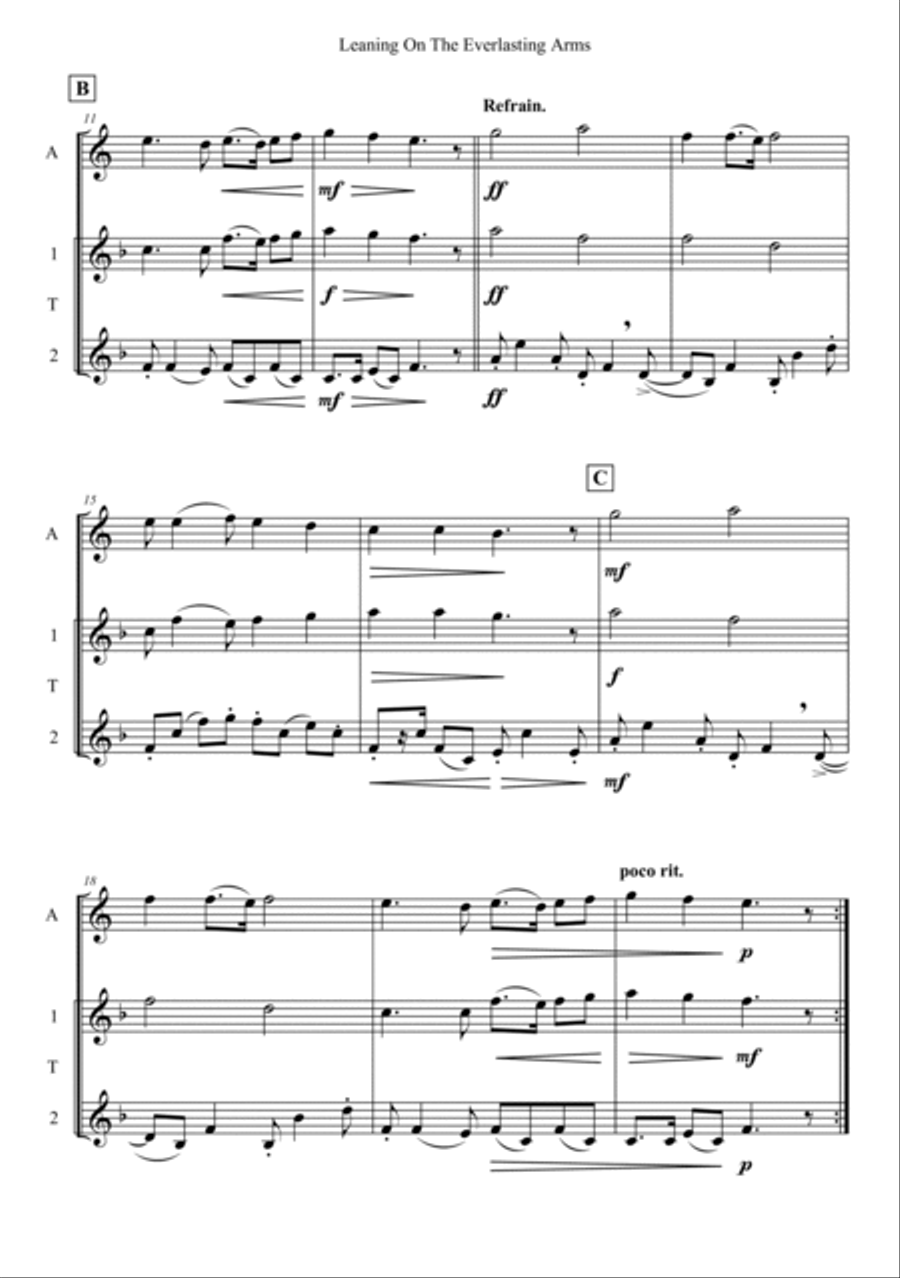 Leaning On The Everlasting Arms Woodwind Trio scores gallery preview page 2