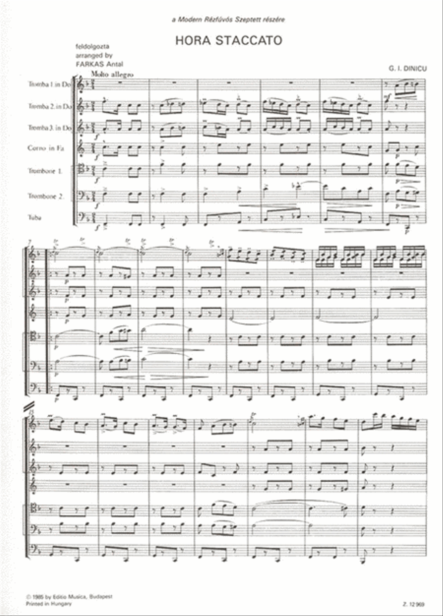 Hora Staccato für Blechbläserseptett Chamber Music scores gallery preview page 2