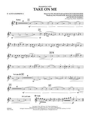 Take on Me - Eb Alto Saxophone 2