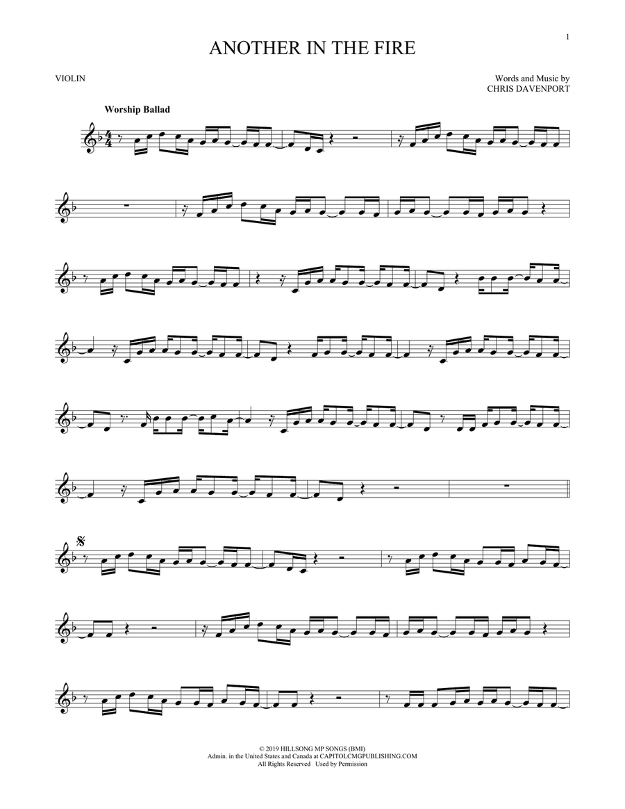 Another In The Fire Another In The Fire Violin Solo scores gallery preview page 1