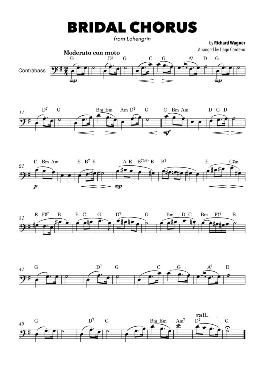 Bridal Chorus Double Bass scores gallery preview page 1