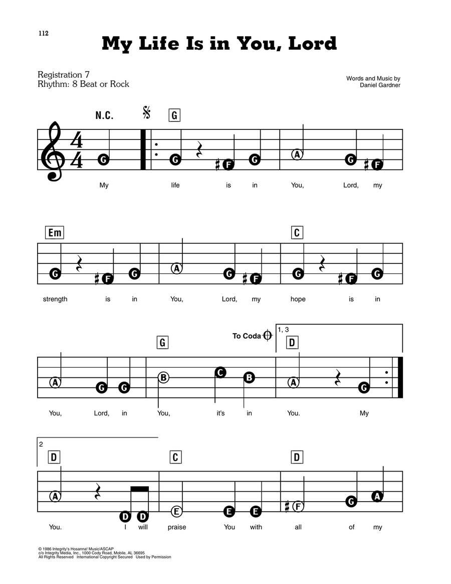 My Life Is In You Lord Electronic Keyboard scores gallery preview page 1