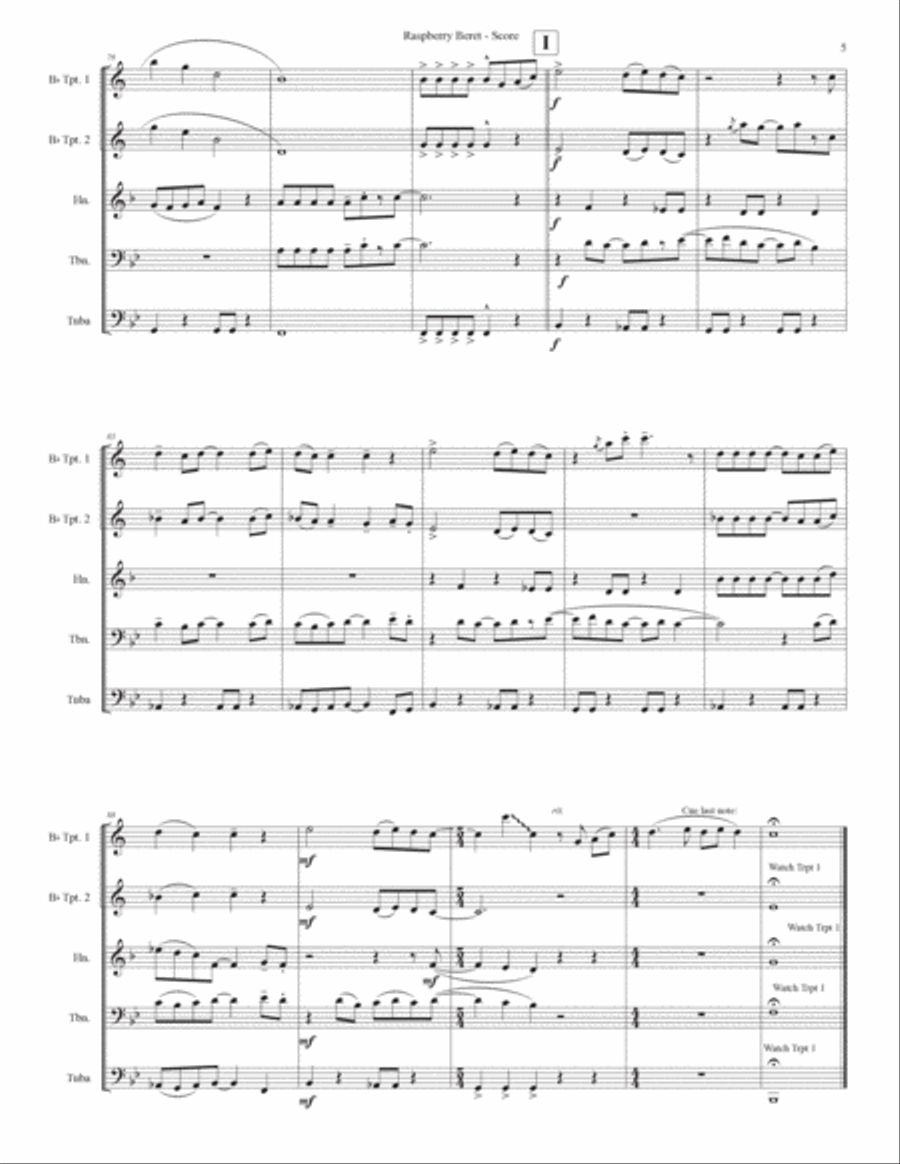 Raspberry Beret Brass Ensemble scores gallery preview page 5