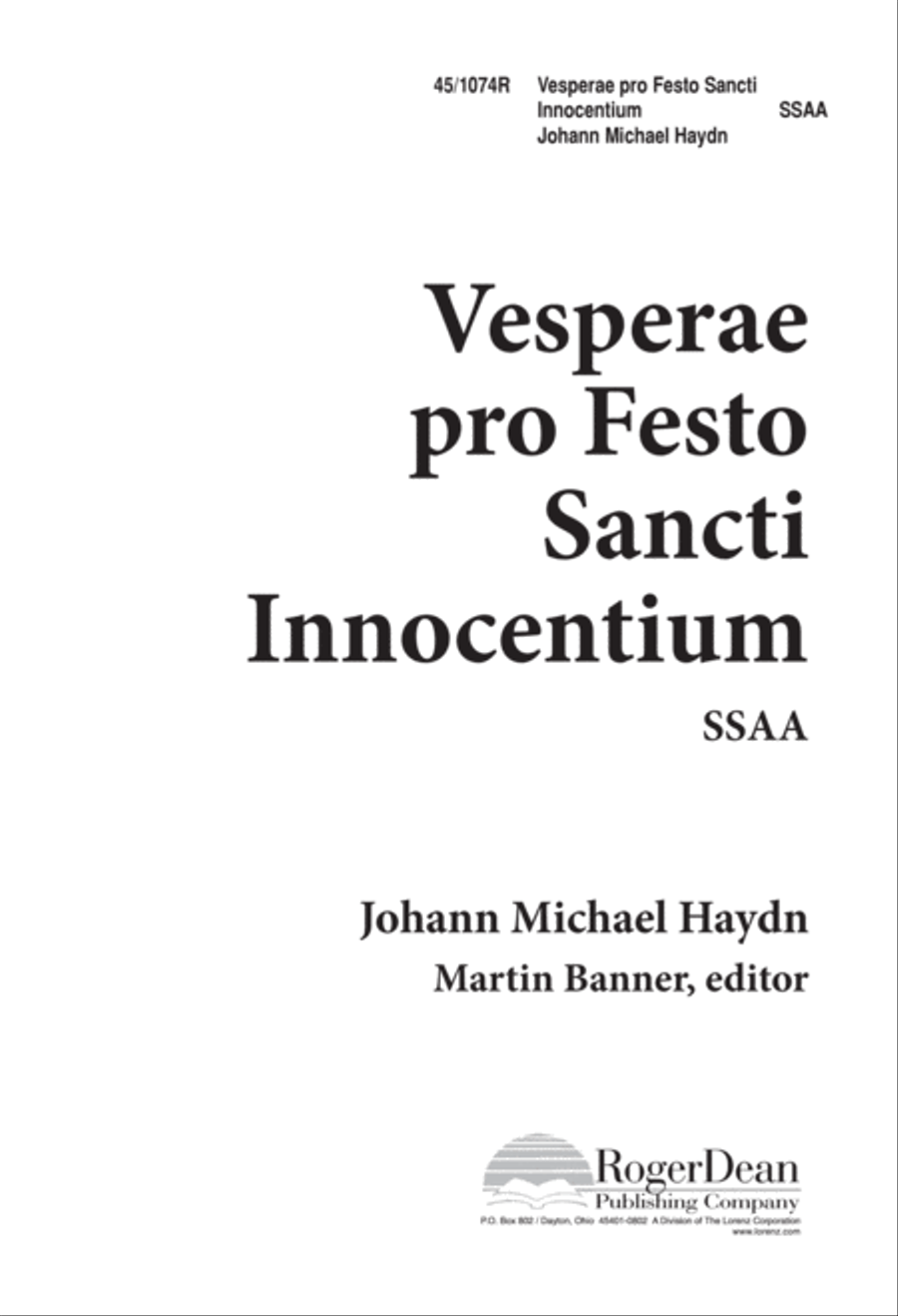 Vesperae Pro Festo Sancti Innocentium