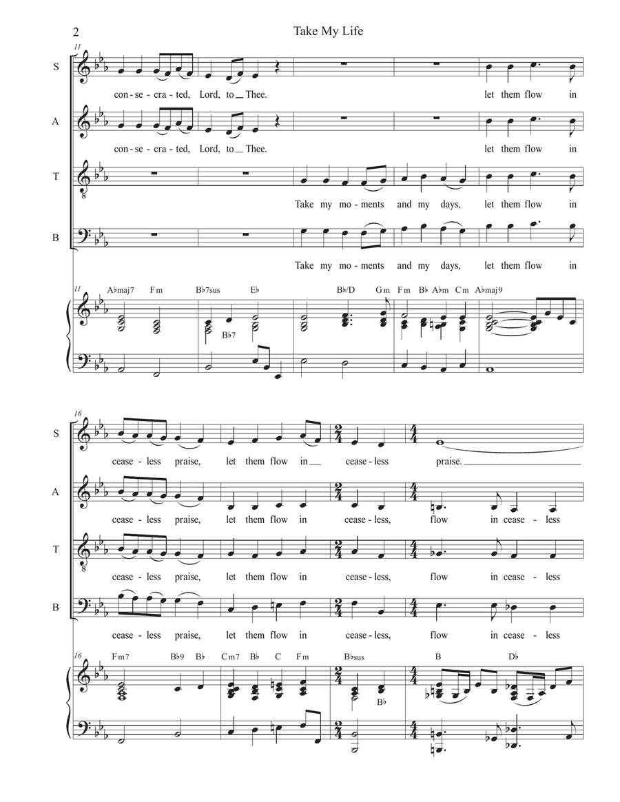 Take My Life (SATB) 4-Part scores gallery preview page 2