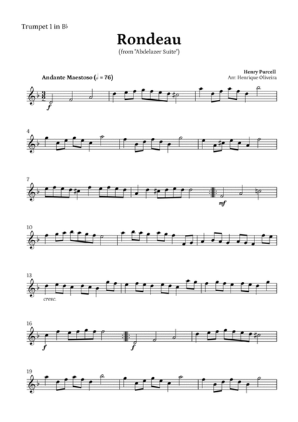 Rondeau from "Abdelazer Suite" by Henry Purcell - For Brass Quintet image number null