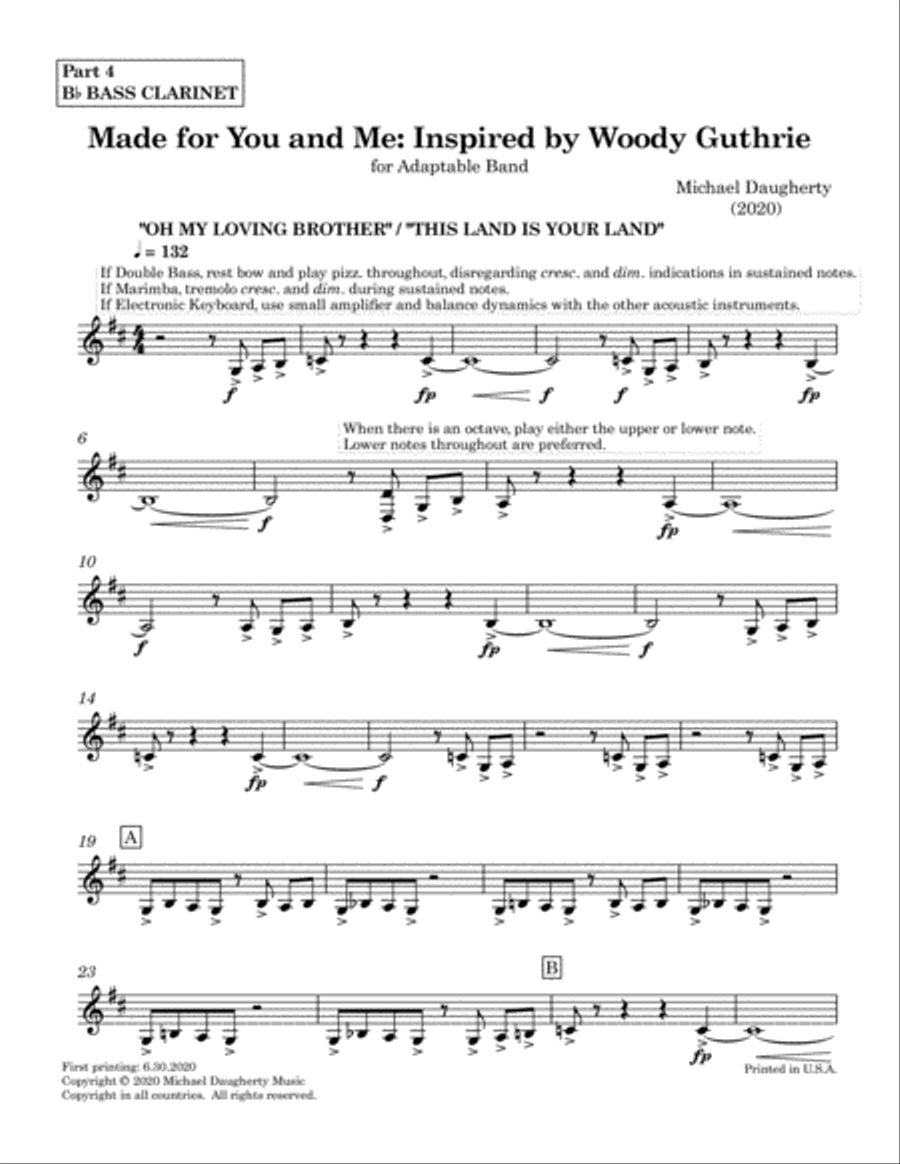 Made for You and Me: Inspired by Woody Guthrie - Part 4 - Bb Bass Clarinet Concert Band scores gallery preview page 2