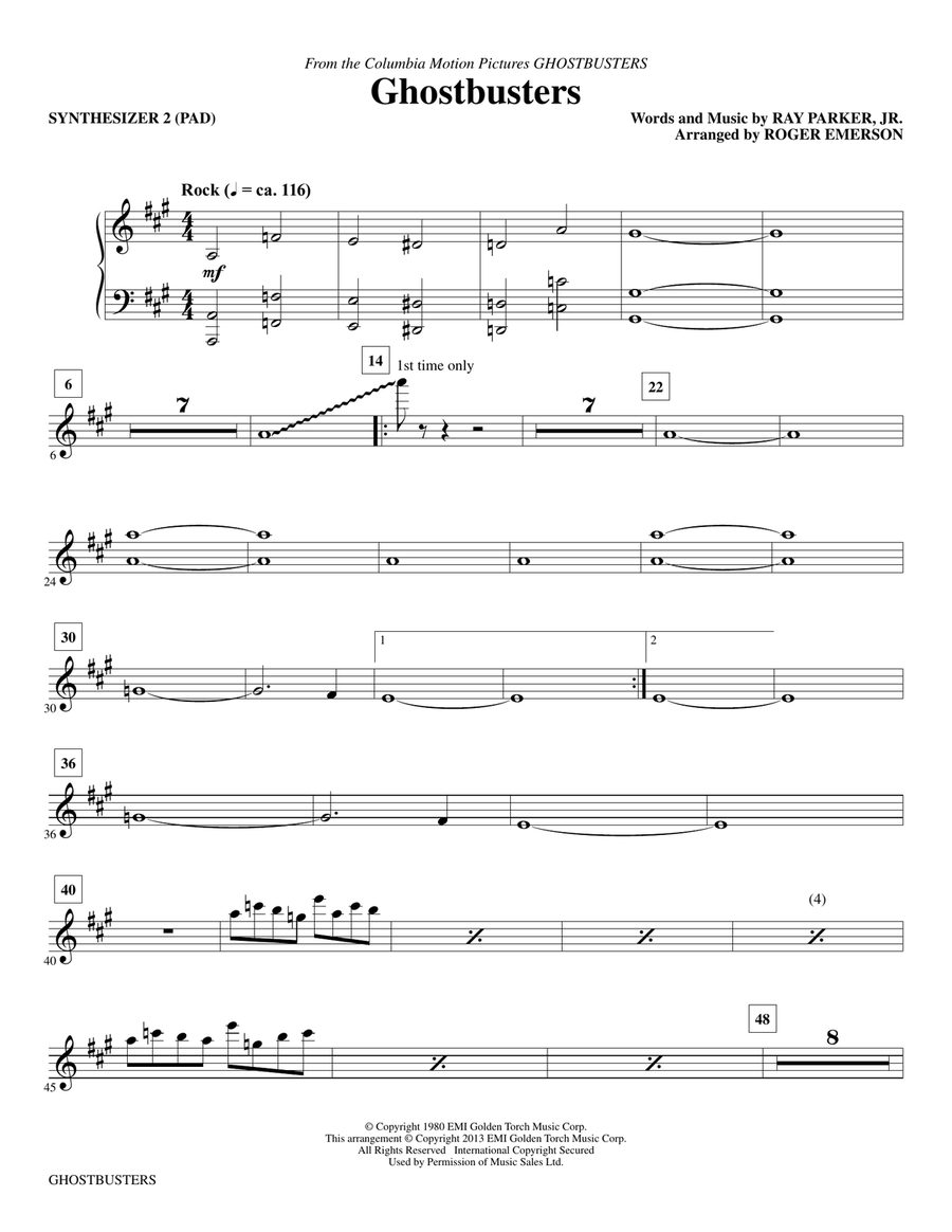 Ghostbusters - Synthesizer II Choir scores gallery preview page 1