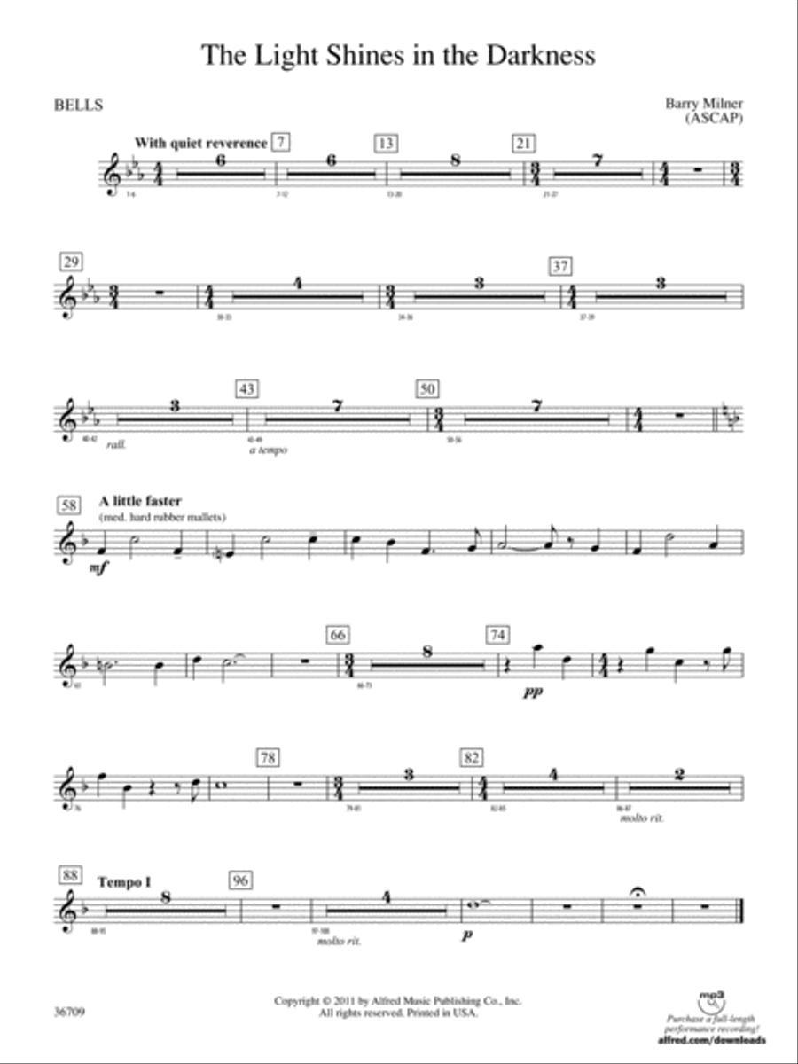 The Light Shines in the Darkness: Bells Concert Band scores gallery preview page 1