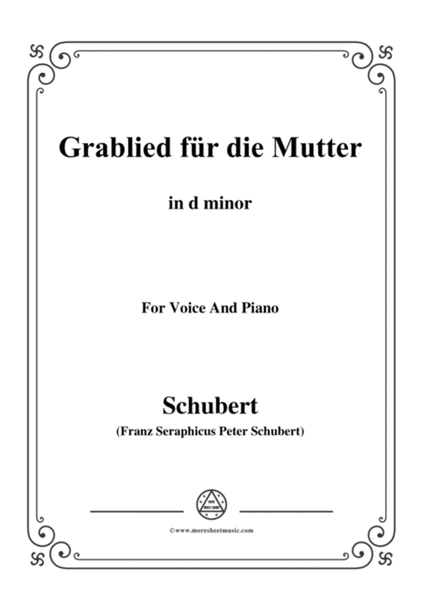 Schubert-Grablied für die Mutter(A Mother's Funeral Song),D.616,in d minor,for Voice&Piano image number null