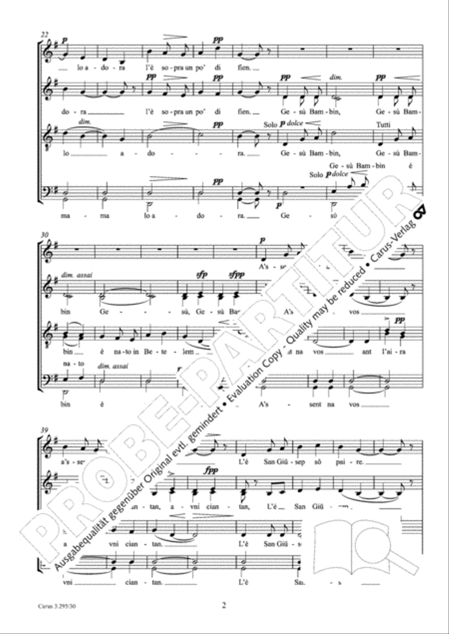 Ninna nanna di Gesu Bambino 4-Part scores gallery preview page 3