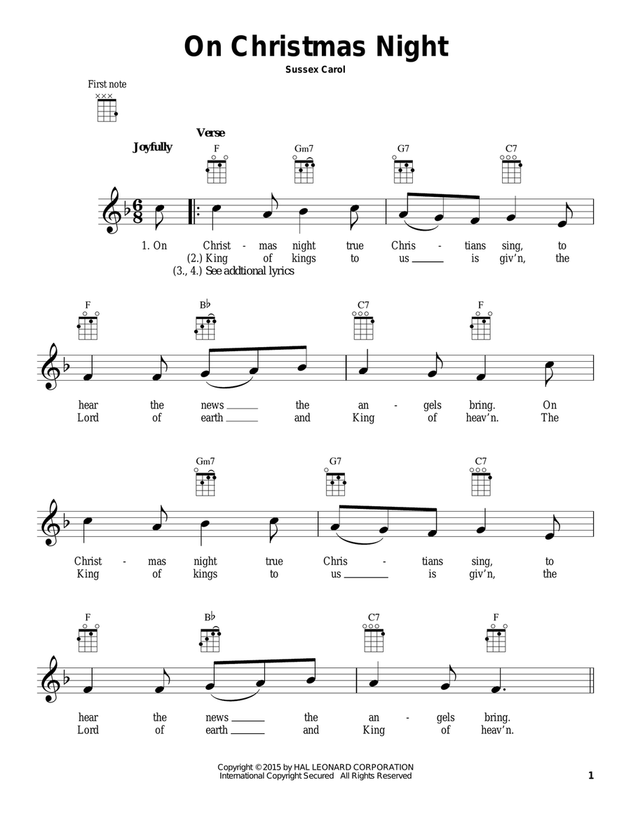 On Christmas Night On Christmas Night Ukulele scores gallery preview page 1