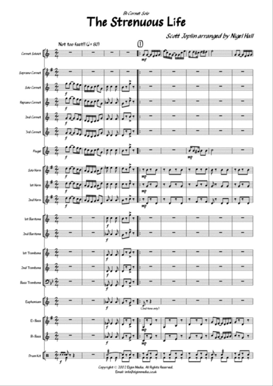The Strenuous Life - Bb Cornet Solo & Brass Band Brass Band scores gallery preview page 3