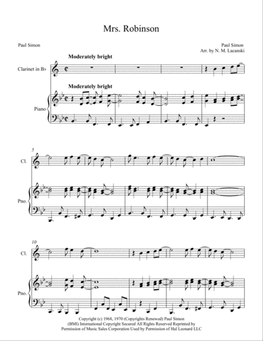 Mrs. Robinson Mrs. Robinson Clarinet Solo scores gallery preview page 2