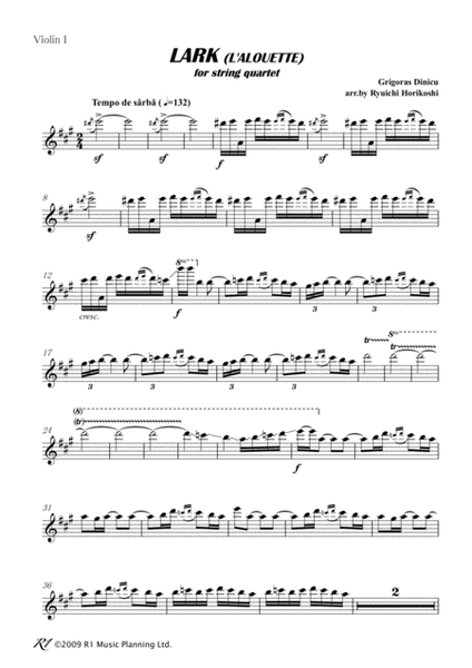 LARK (L'ALOUETTE) by Grigoras Dinicu Cello - Digital Sheet Music