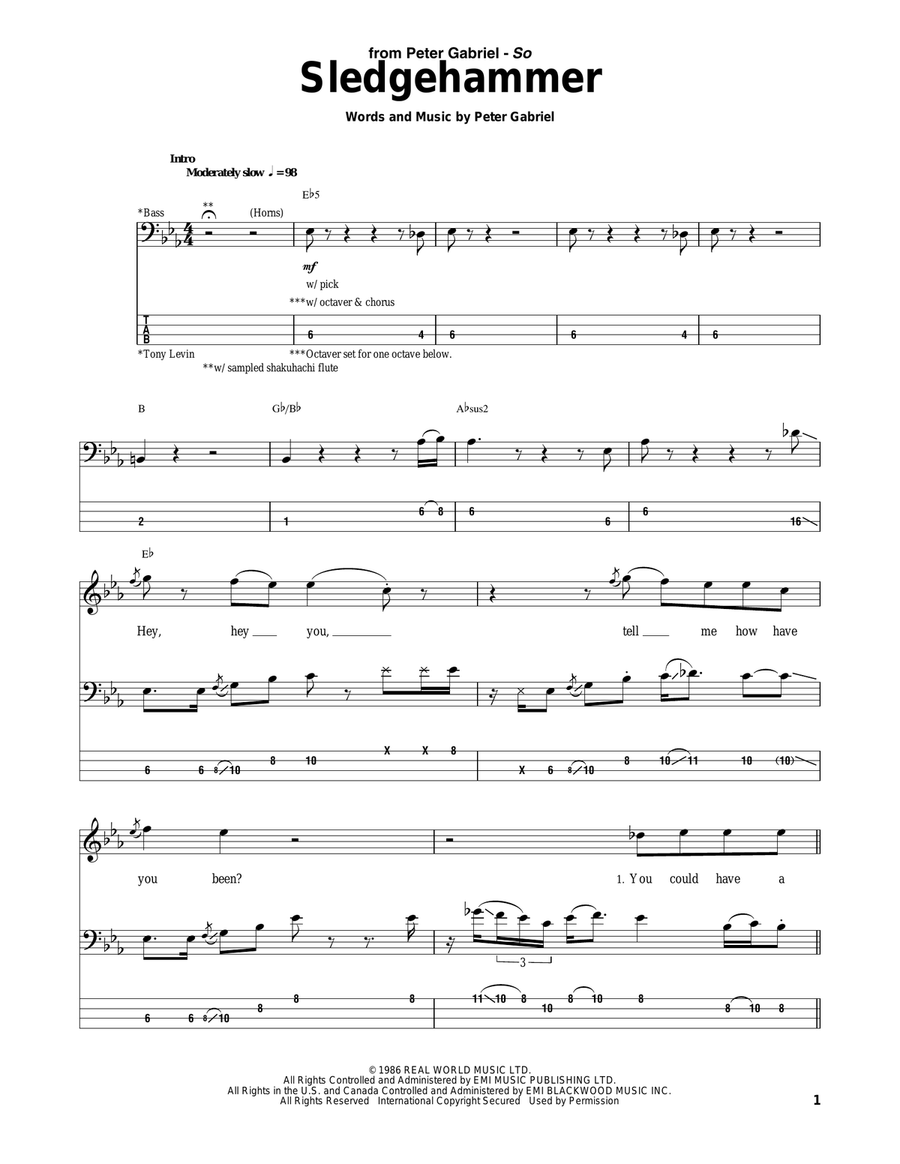 Sledgehammer Guitar Tablature scores gallery preview page 1