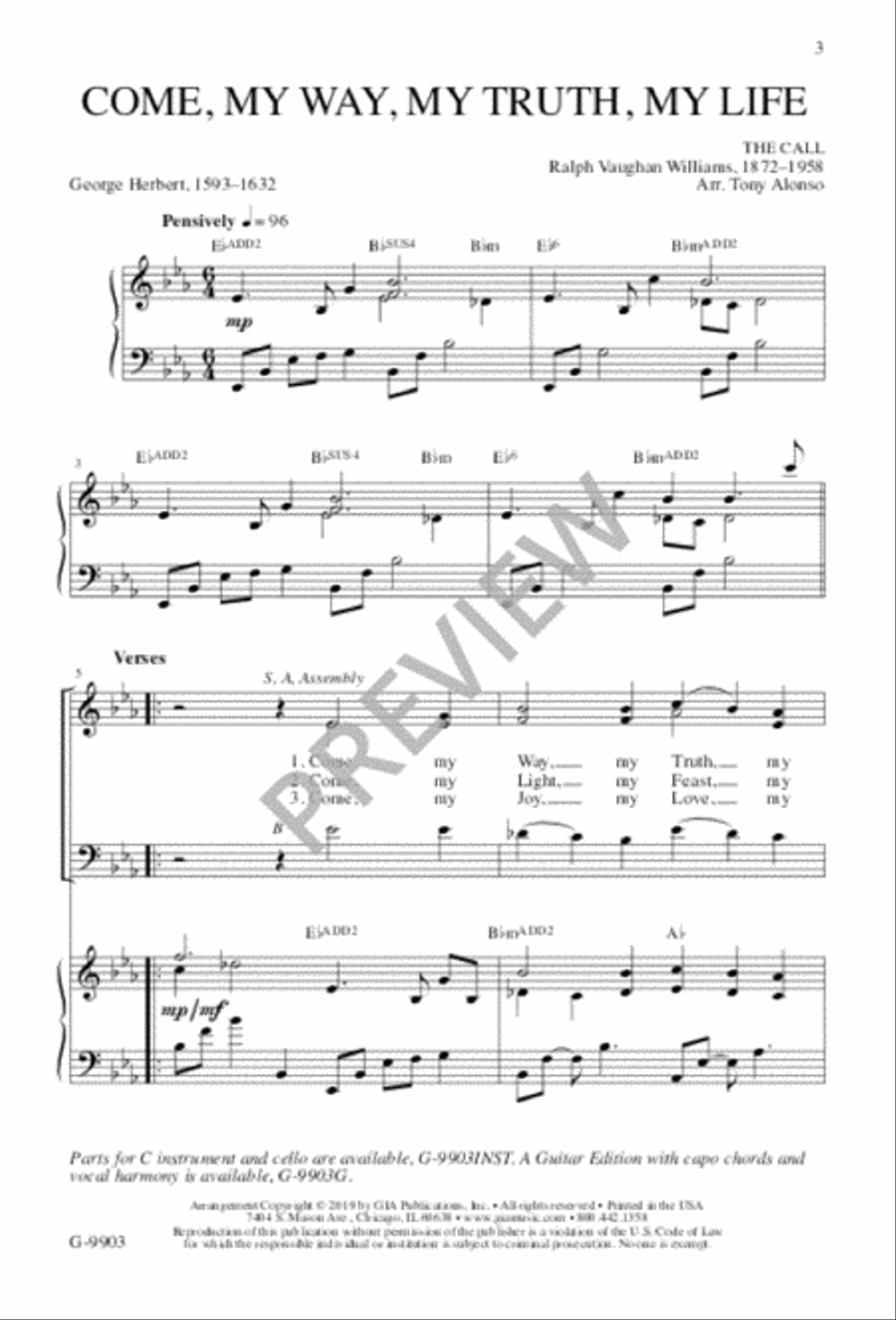 Come, My Way, My Truth, My Life 3-Part scores gallery preview page 3