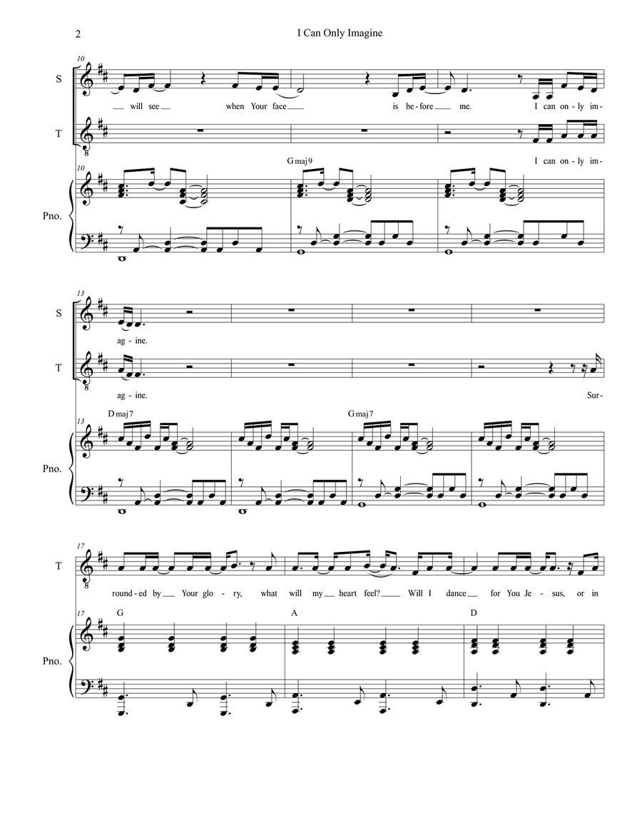 I Can Only Imagine Tenor Voice scores gallery preview page 2