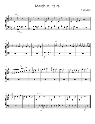 March Militaire (Franz Schubert) - Easy Beginner Piano Sheet Music