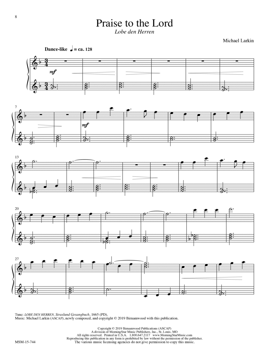 Praise to the Lord Praise to the Lord Piano Solo scores gallery preview page 1