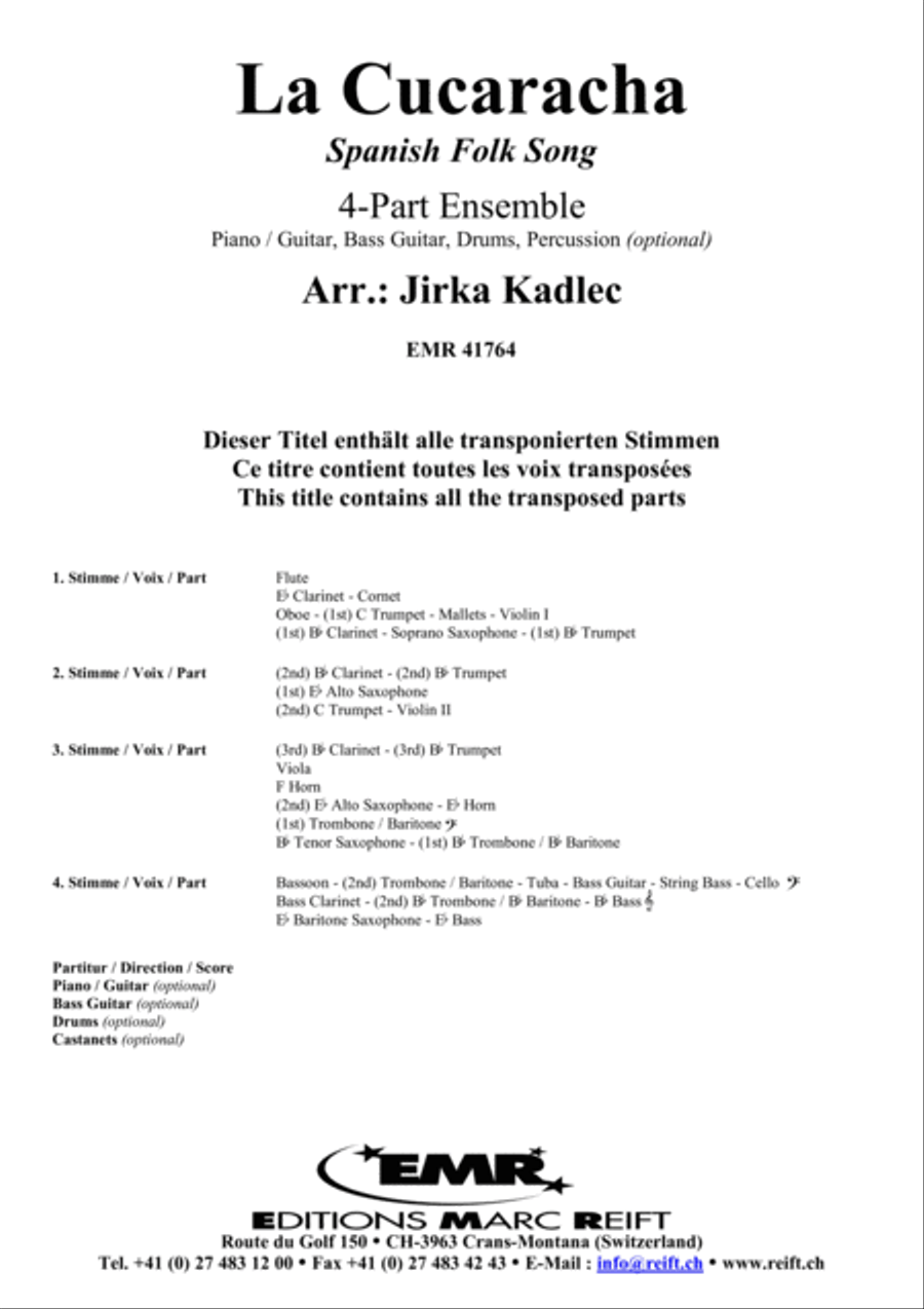 La Cucaracha Bass Guitar scores gallery preview page 2