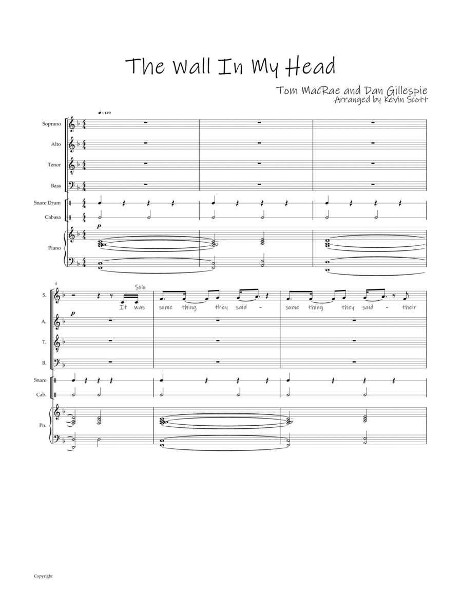The Wall in my Head 4-Part scores gallery preview page 1