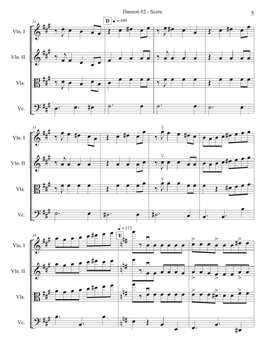 Danzon 2 String Quartet scores gallery preview page 5
