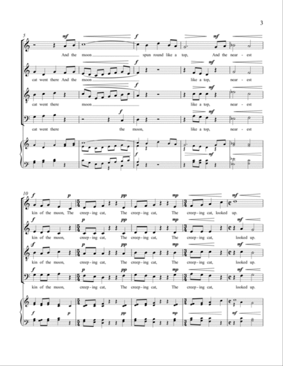 The Cat and the Moon The Cat and the Moon 4-Part scores gallery preview page 2