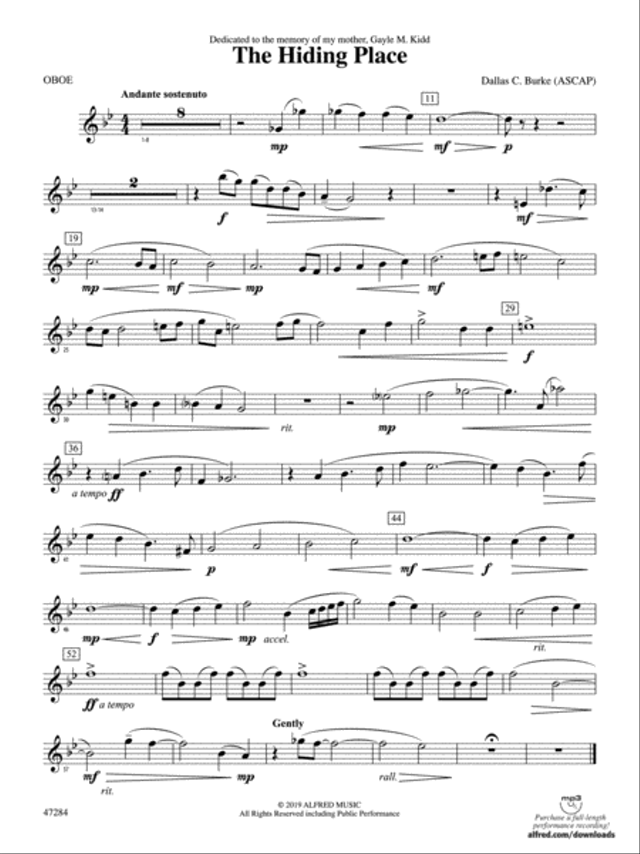 The Hiding Place: Oboe Concert Band scores gallery preview page 1