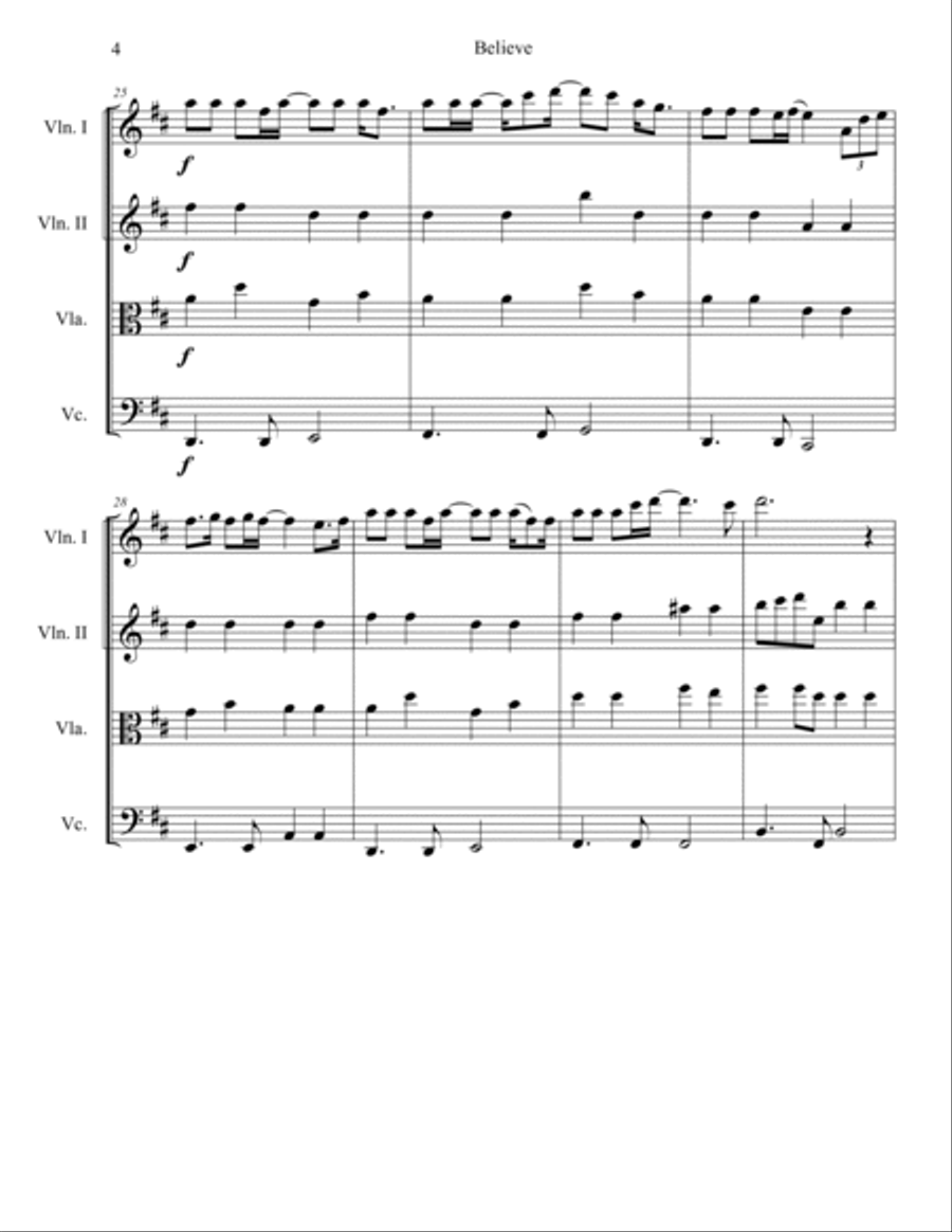 Believe String Quartet scores gallery preview page 4