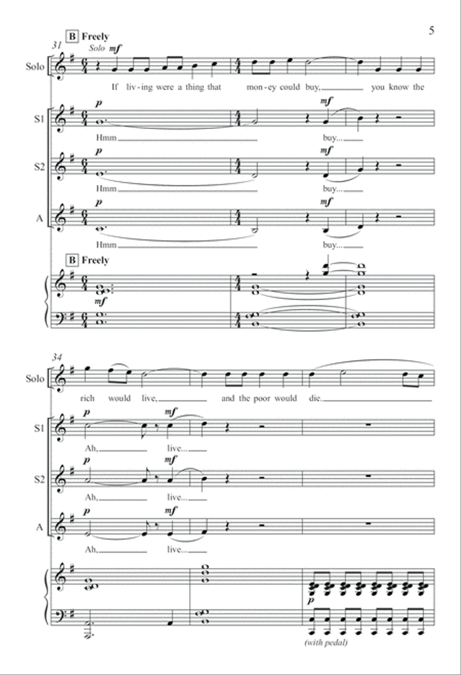 Gospel Songs: All My Trials SSA scores gallery preview page 5