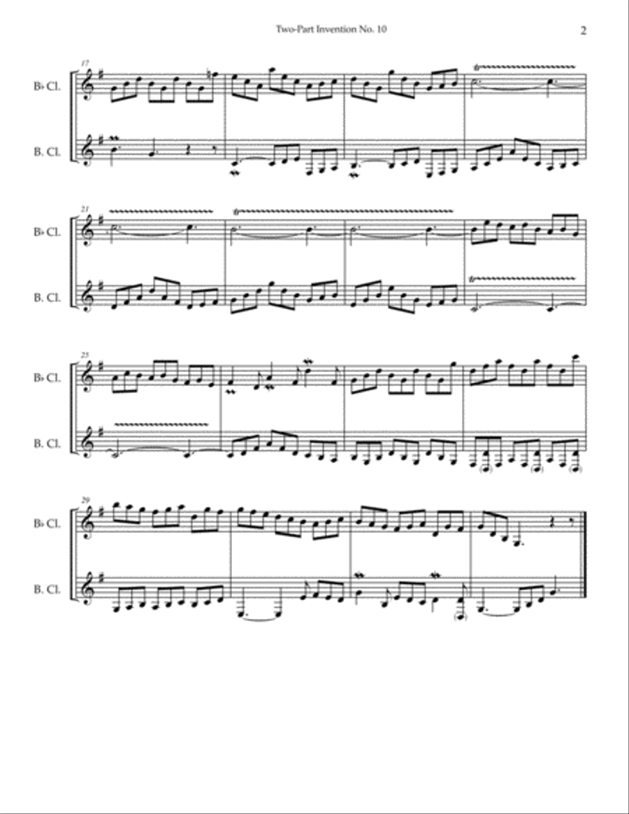 Four Bach Inventions Clarinet Duet scores gallery preview page 6