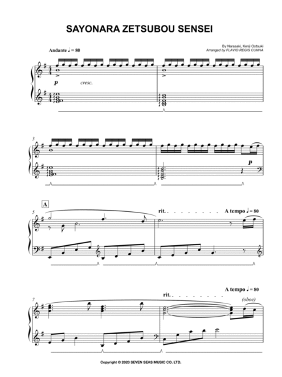 Goku Sayonara Zetsubou Sensei Piano Solo scores gallery preview page 2