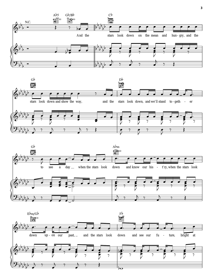 The Stars Look Down Piano, Vocal, Guitar scores gallery preview page 3