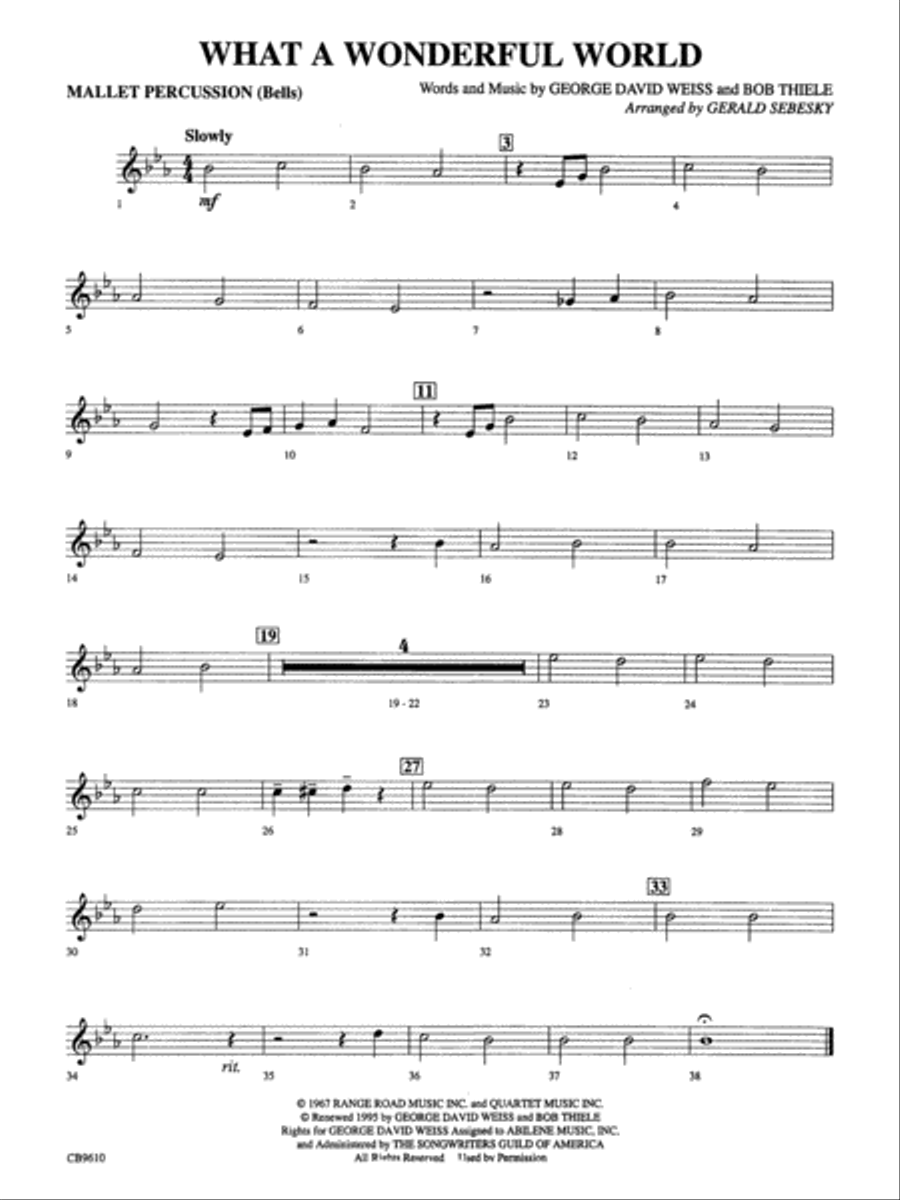 What a Wonderful World: Mallets Concert Band scores gallery preview page 1