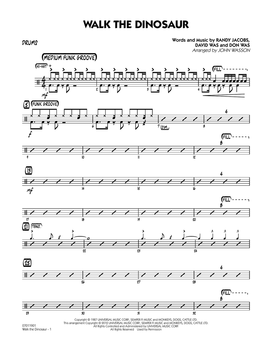 Walk The Dinosaur - Drums