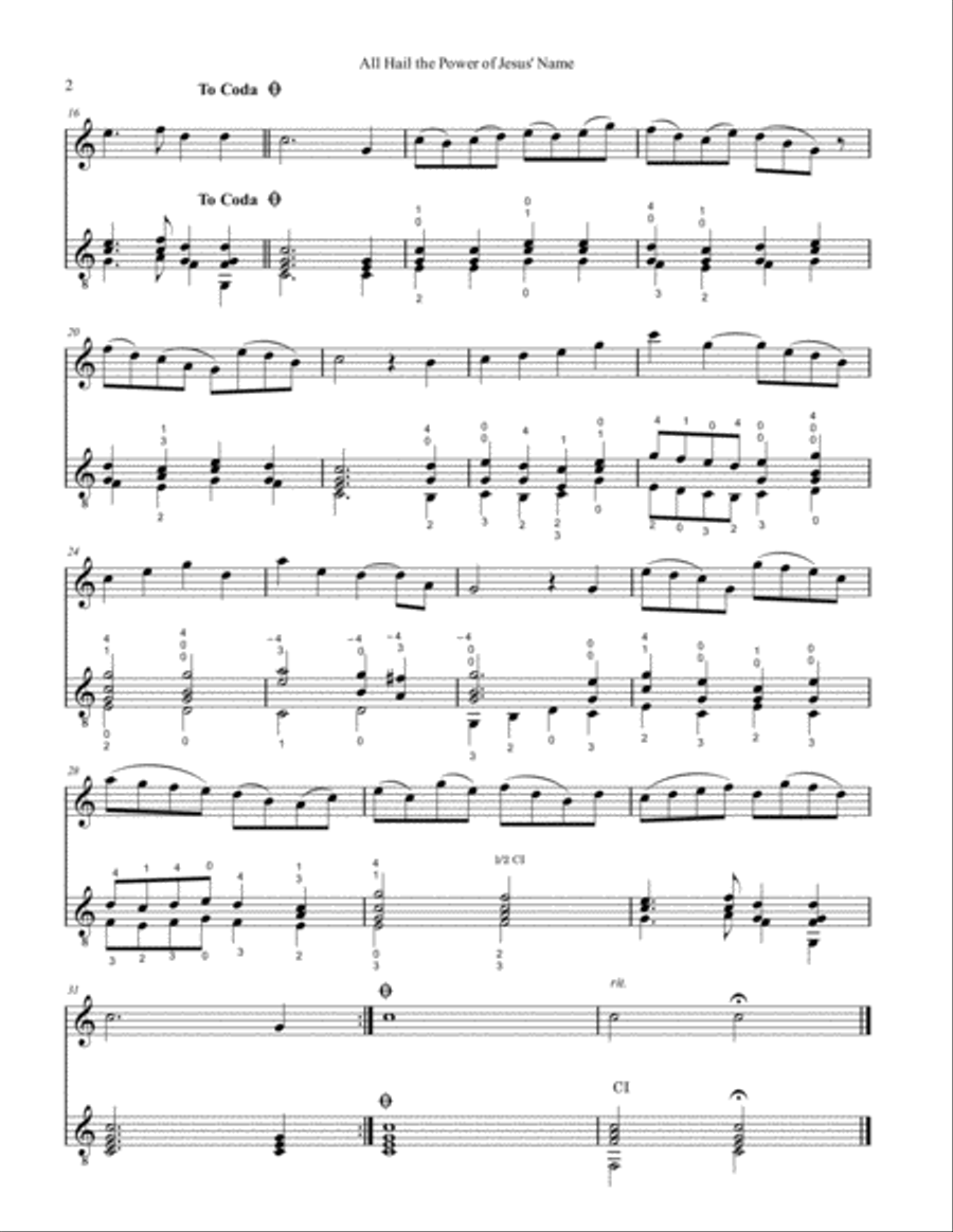 All Hail the Power of Jesus' Name - Duet for Flute and Guitar Small Ensemble scores gallery preview page 2
