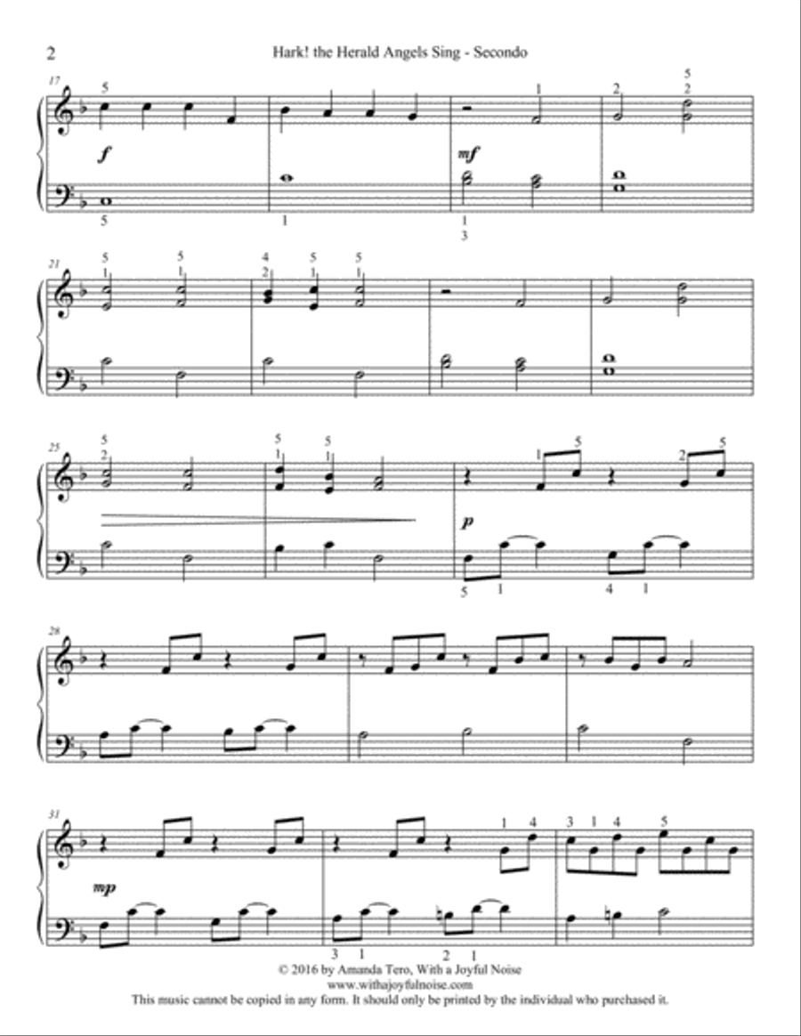 Hark! the Herald Angels Sing (piano duet) Piano Duet scores gallery preview page 5