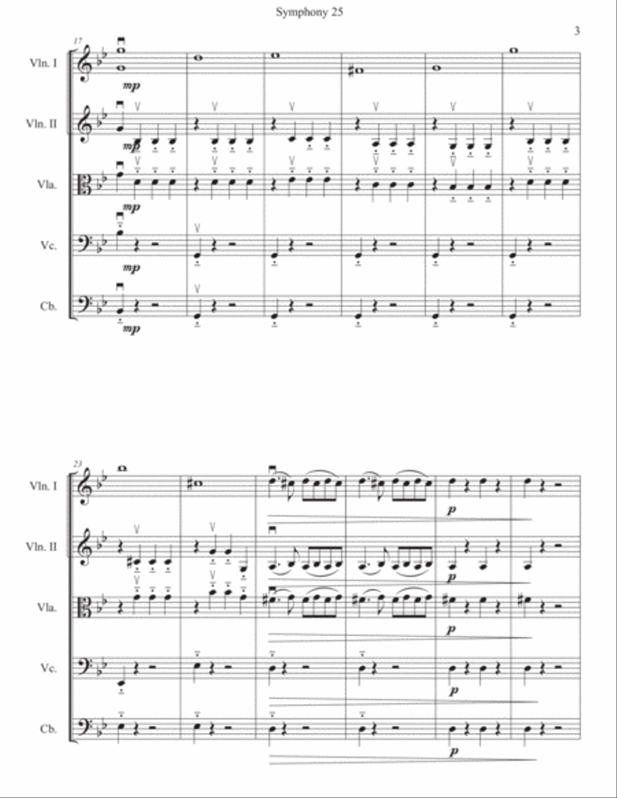 Mozart Symphony 25 1st Movement for String Orchestra String Quartet scores gallery preview page 4