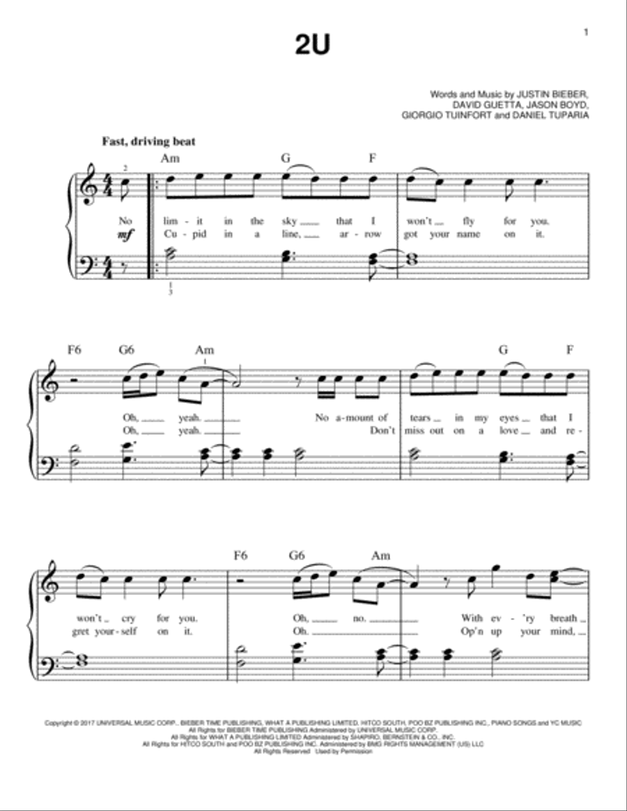 2U Easy Piano scores gallery preview page 1
